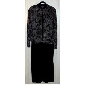 Social Circles 2 Piece Dress Set Size 14 Dress With Jacket Stretchy Black